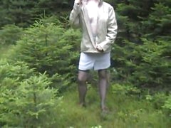 Stockings legal age teenager in the woods sucks and takes jizz flow